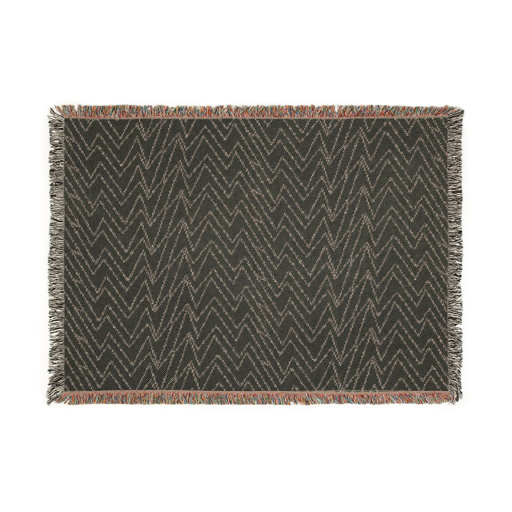 Mohon Woven Throw Blanket — Reversible Neutral Fringe Blanket
