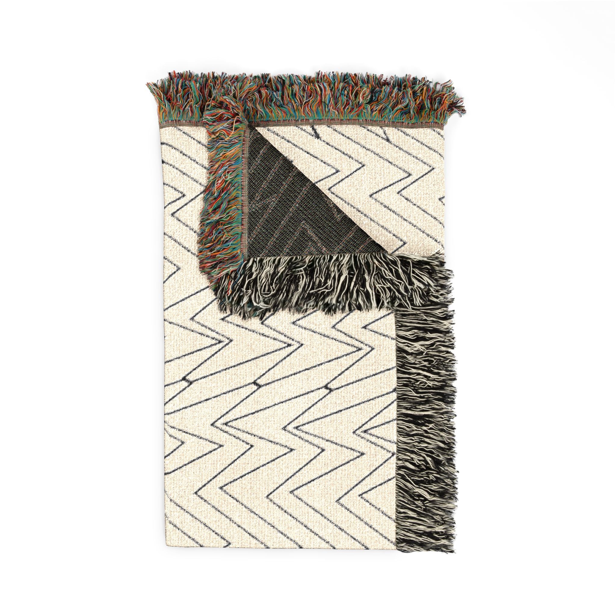 Mohon Woven Throw Blanket — Reversible Neutral Fringe Blanket