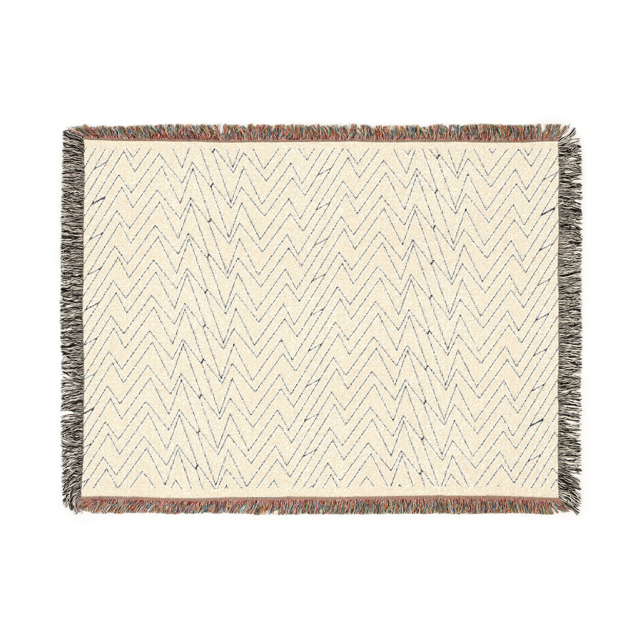 Mohon Woven Throw Blanket — Reversible Neutral Fringe Blanket
