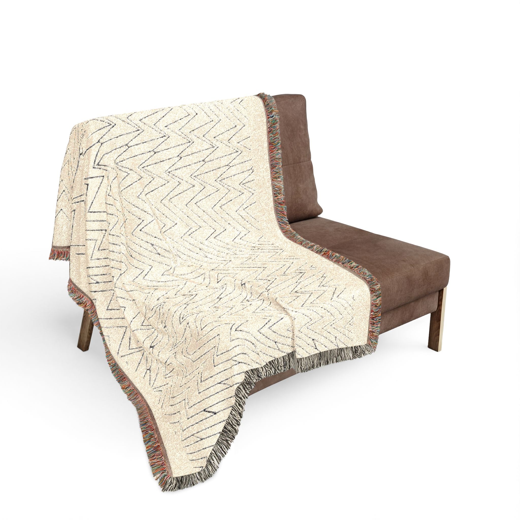 Mohon Woven Throw Blanket — Reversible Neutral Fringe Blanket