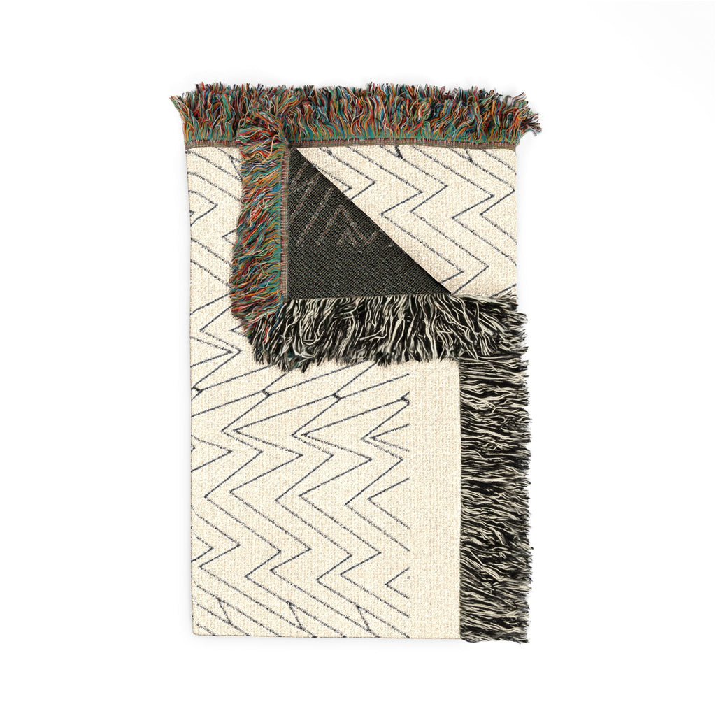 Mohon Woven Throw Blanket — Reversible Neutral Fringe Blanket
