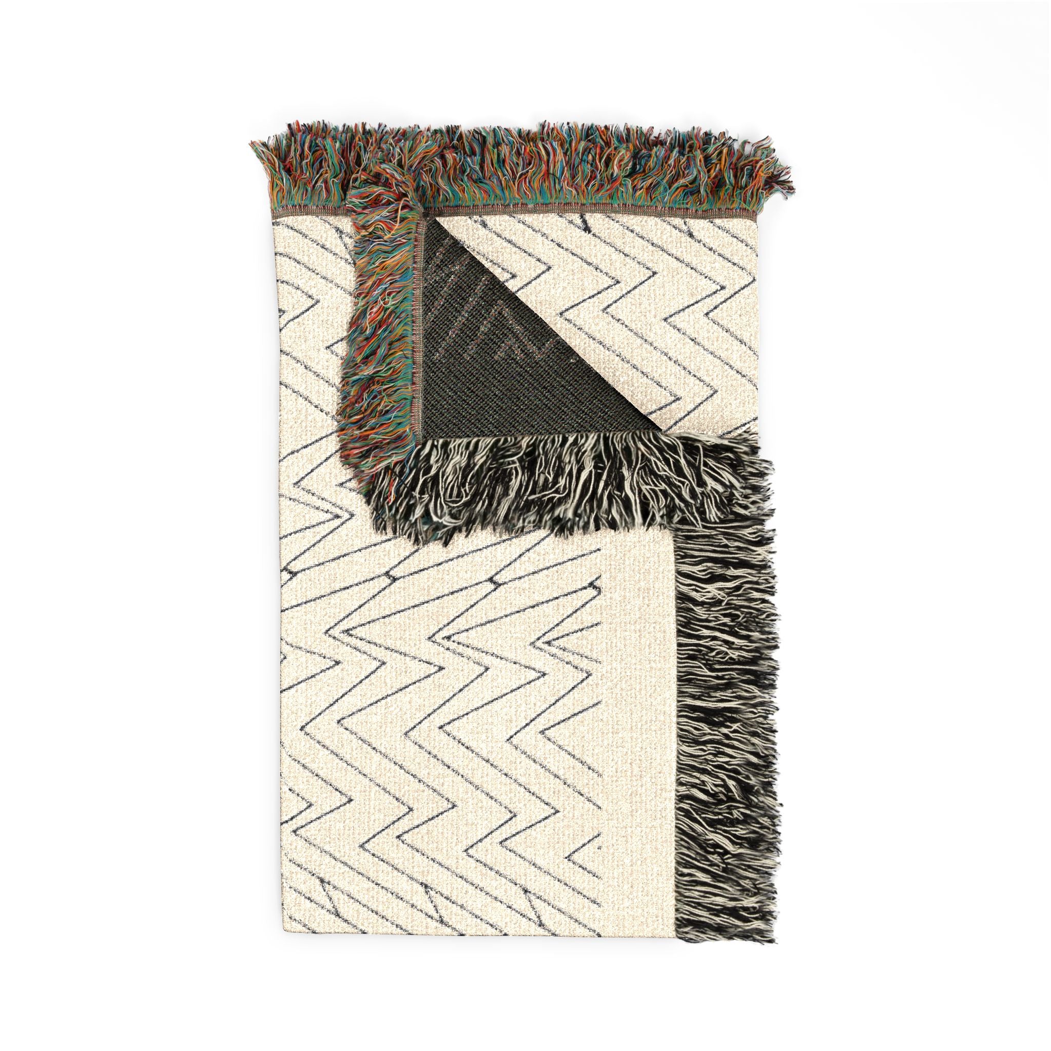 Mohon Woven Throw Blanket — Reversible Neutral Fringe Blanket