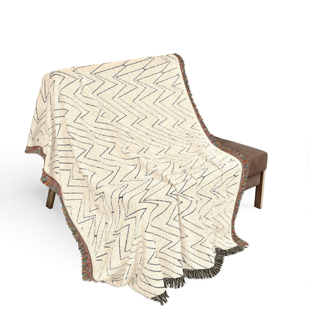 Mohon Woven Throw Blanket — Reversible Neutral Fringe Blanket