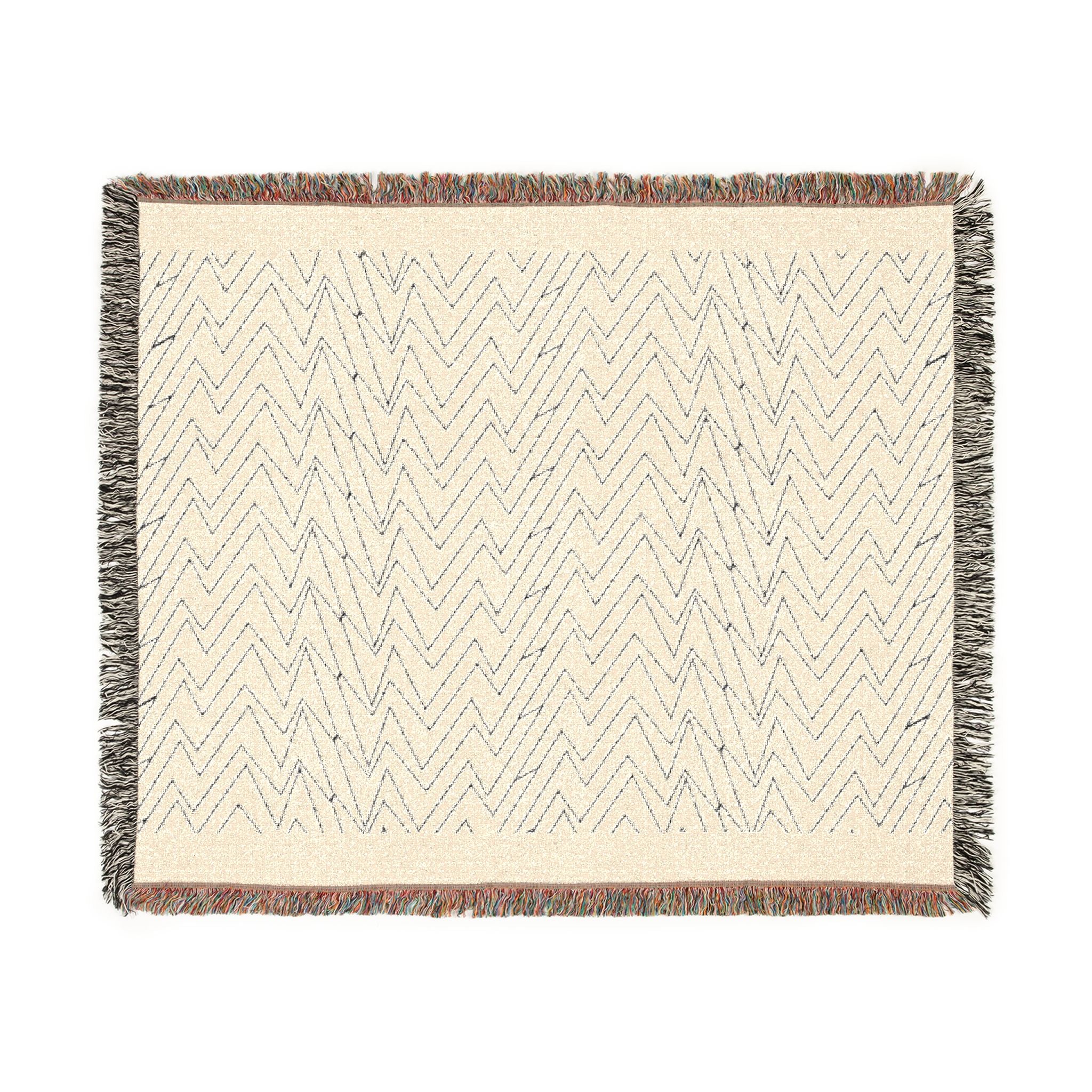 Mohon Woven Throw Blanket — Reversible Neutral Fringe Blanket