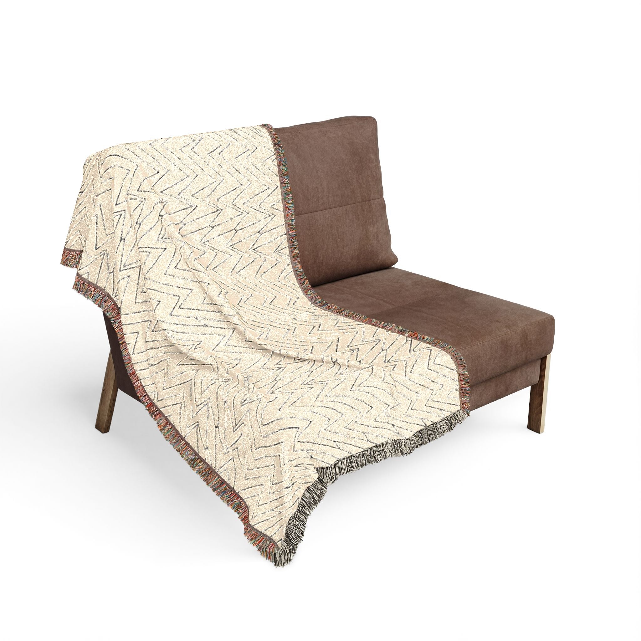 Mohon Woven Throw Blanket — Reversible Neutral Fringe Blanket