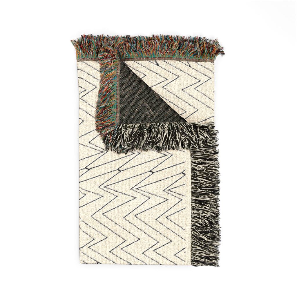 Mohon Woven Throw Blanket — Reversible Neutral Fringe Blanket