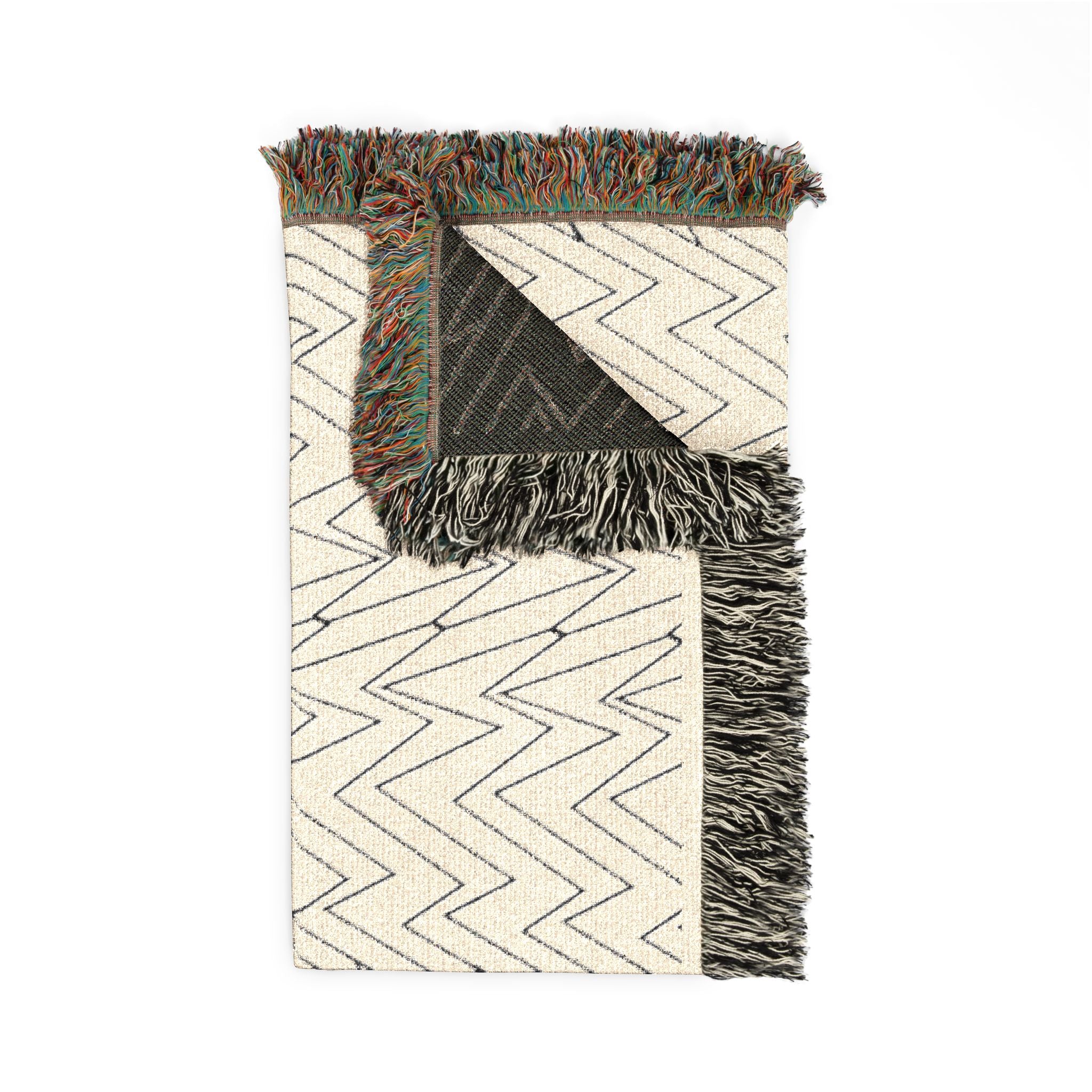 Mohon Woven Throw Blanket — Reversible Neutral Fringe Blanket